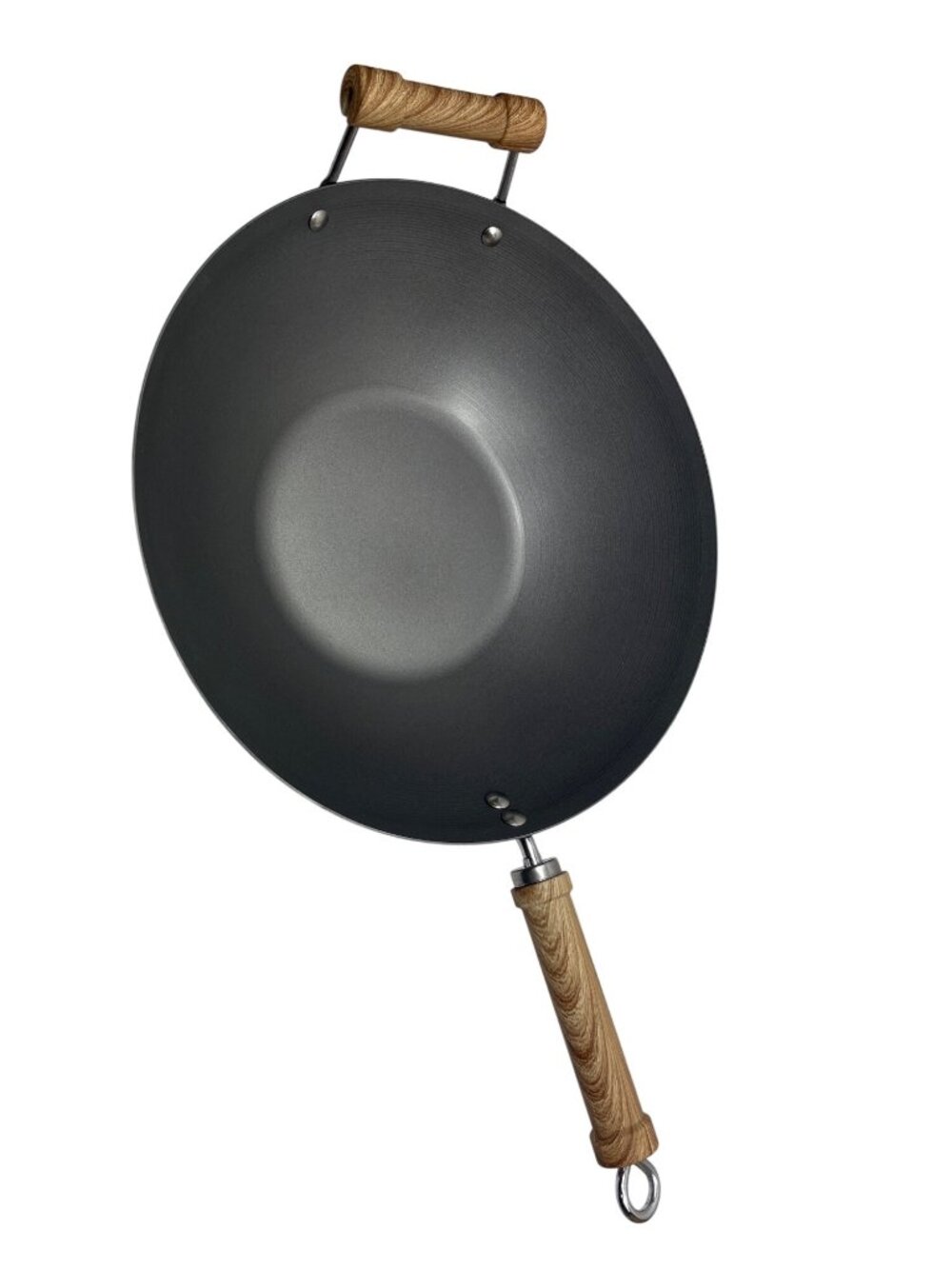 Crofton 14-Inch Carbon Steel Wok With Wooden Handles For Stir-Fry & Asian Cookin